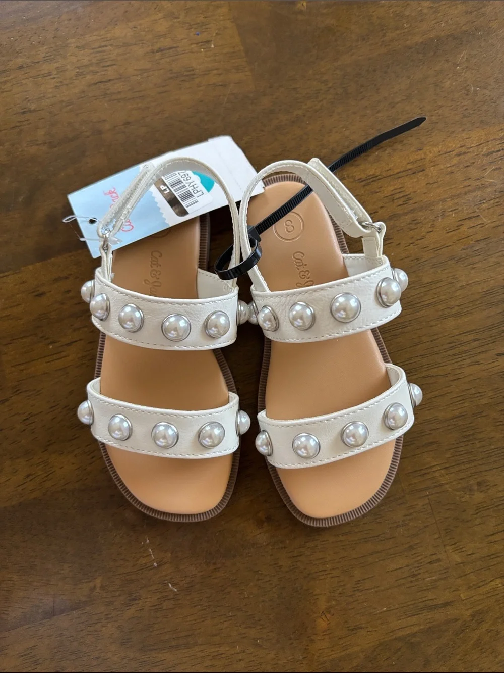 NEW Cat & Jack Pearl-Embellished Girls Sandals